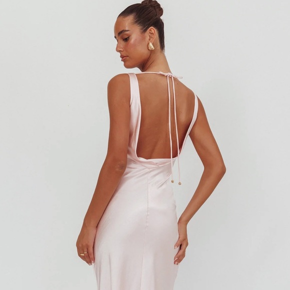 Selfie Leslie. Good Intentions Cowl Neck Open Back Maxi Dress Pink. Size M. NWT. - Picture 2 of 5